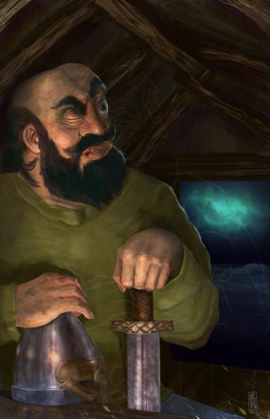 Egill laments holding Böðvar's weapons