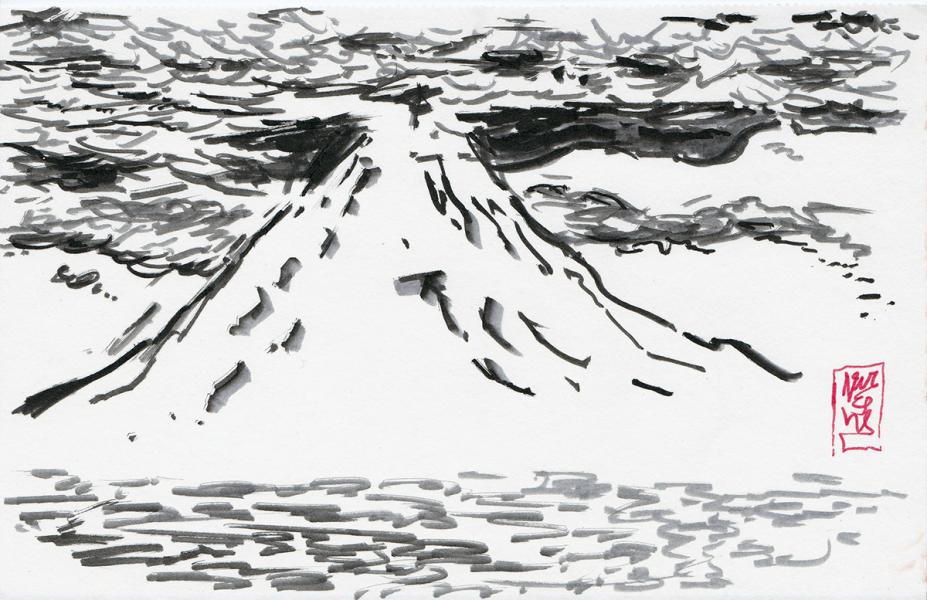 Winter landscape with mount Hólshyrna